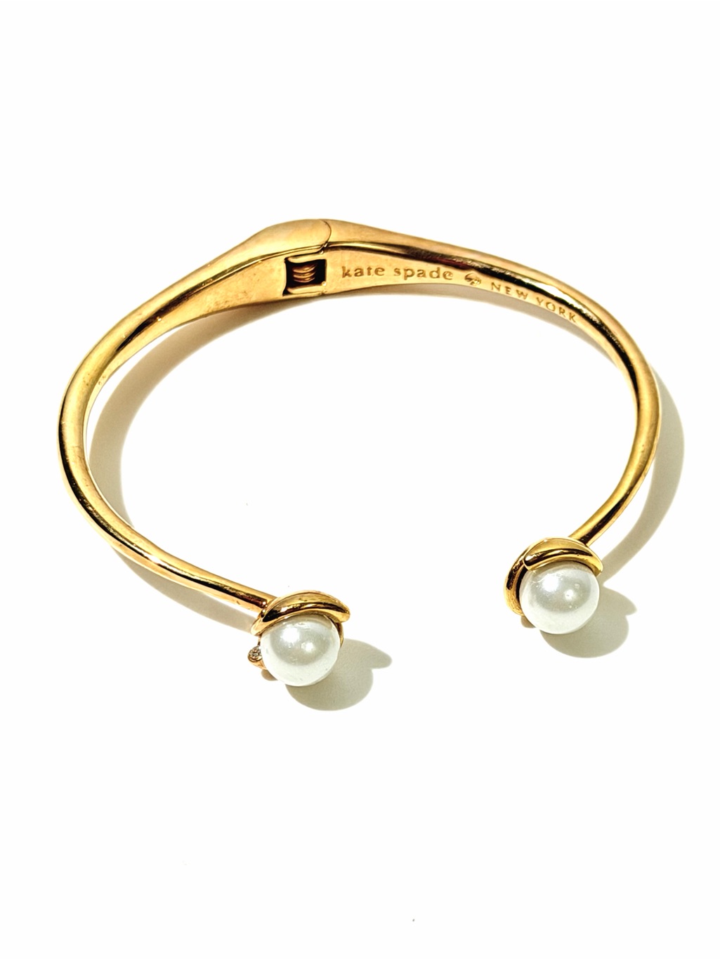Kate Spade Gold Toned Pearl Open Cuff Bangle Bracelet
